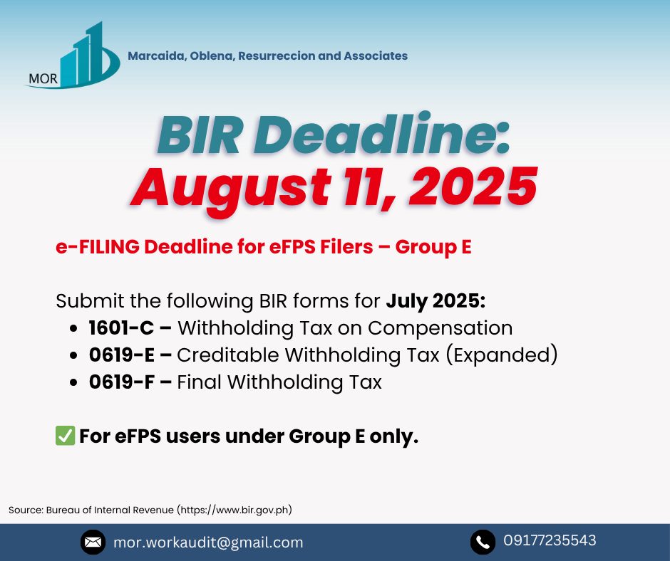 BIR eFPS Filing Reminders for July 2025