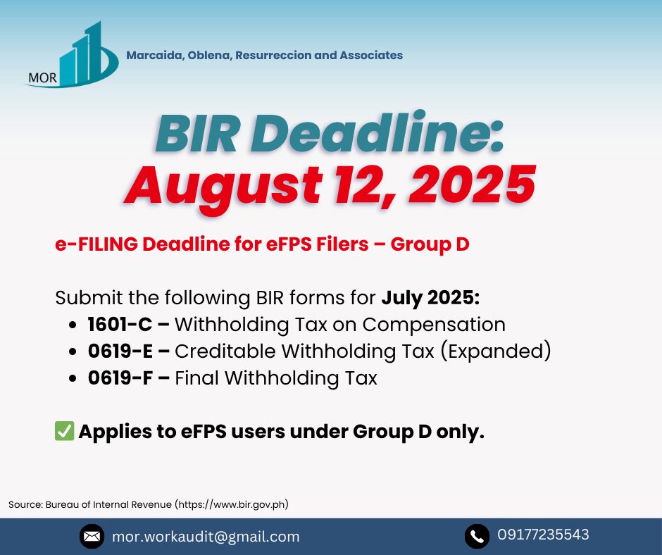 BIR eFPS Filing Reminders for July 2025