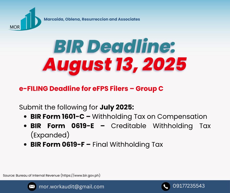 BIR eFPS Filing Reminders for July 2025